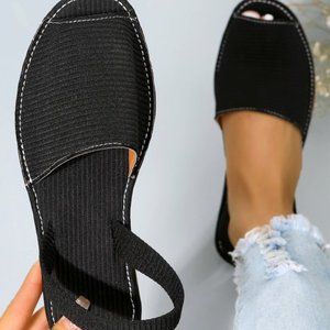 Black Peep-Toe Slingback Sandal